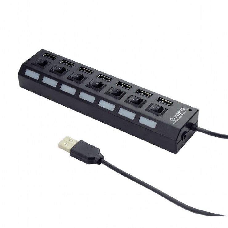 Imagine HUB USB 2.0 cu 7 porturi + switch ON/OFF, Gembird UHB-U2P7-03